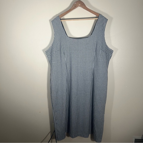 Anthropologie Hutch Black White Micro Gingham Sleeveless Knee Length Dress 4X - Picture 2 of 7